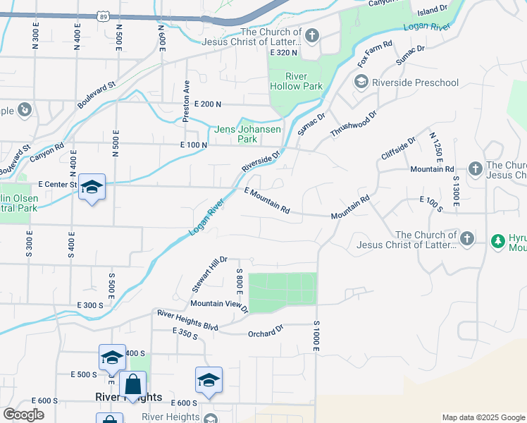 map of restaurants, bars, coffee shops, grocery stores, and more near 935 Canterbury Dr in Logan