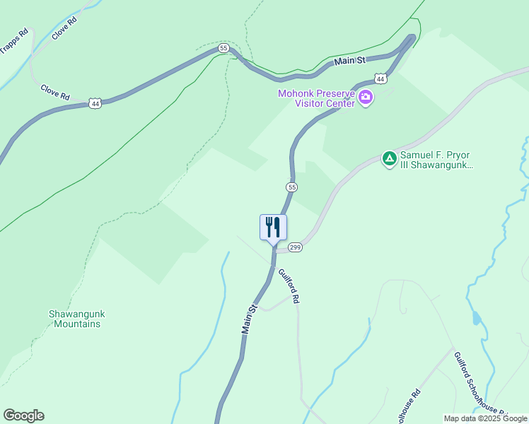 map of restaurants, bars, coffee shops, grocery stores, and more near 3138 Route 44 55 in Gardiner