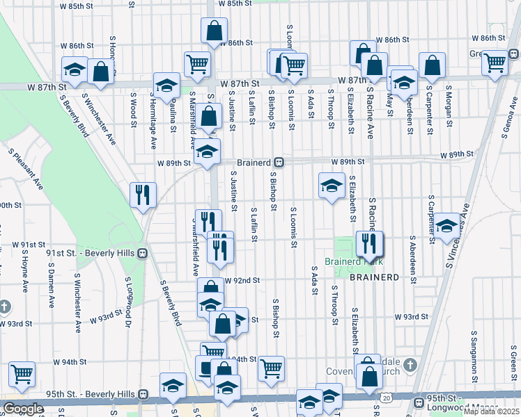 map of restaurants, bars, coffee shops, grocery stores, and more near in Chicago