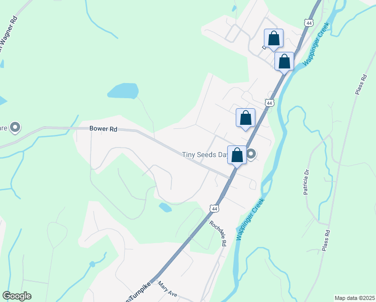 map of restaurants, bars, coffee shops, grocery stores, and more near 195 Bower Road in Poughkeepsie
