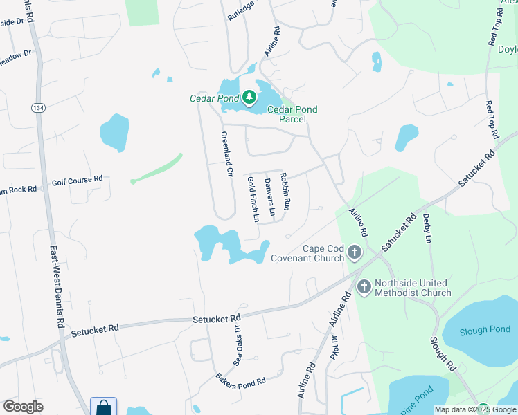 map of restaurants, bars, coffee shops, grocery stores, and more near 28 Gold Finch Lane in Dennis