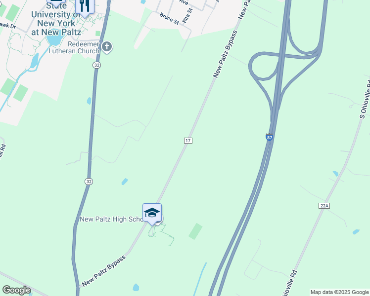 map of restaurants, bars, coffee shops, grocery stores, and more near South Putt Corners Road in New Paltz