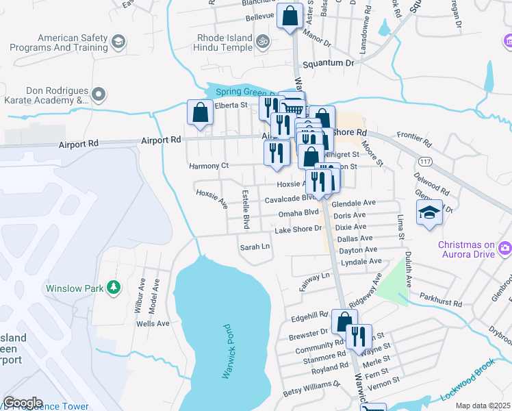 map of restaurants, bars, coffee shops, grocery stores, and more near 31 Count Fleet Avenue in Warwick