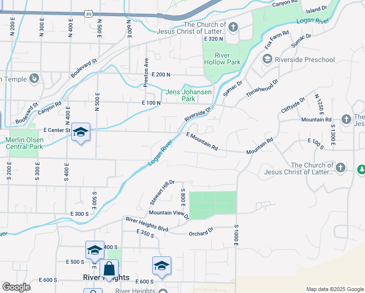 map of restaurants, bars, coffee shops, grocery stores, and more near 895 Canterbury Dr in Logan