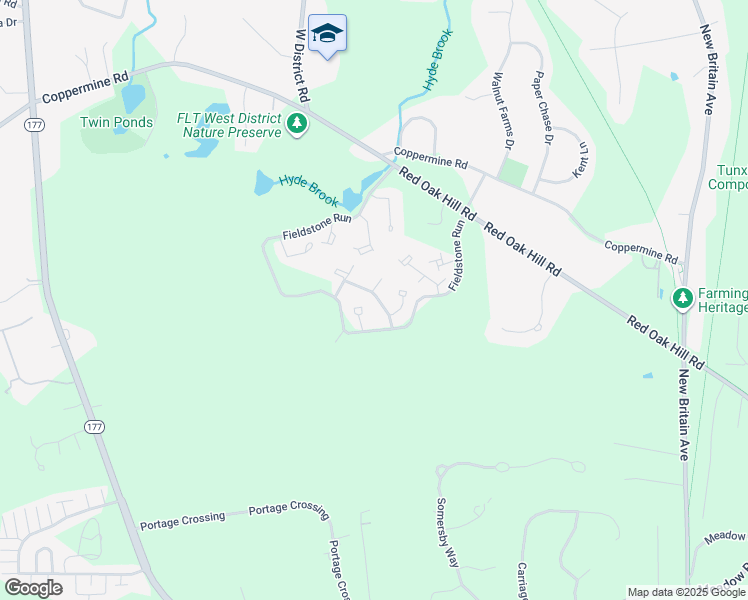 map of restaurants, bars, coffee shops, grocery stores, and more near 1 Field Rock Road in Farmington