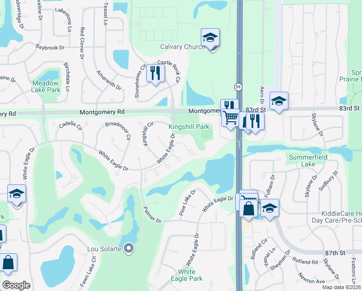 map of restaurants, bars, coffee shops, grocery stores, and more near 4253 Stableford Lane in Naperville