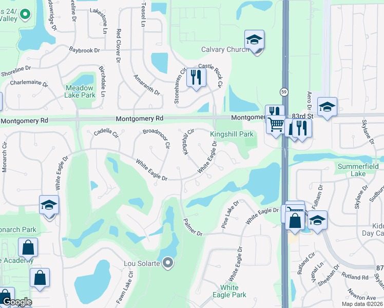 map of restaurants, bars, coffee shops, grocery stores, and more near 4115 Kingshill Circle in Naperville