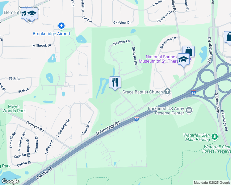 map of restaurants, bars, coffee shops, grocery stores, and more near 8700 Carriage Green Drive in Darien