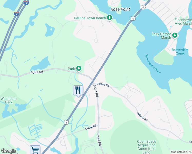 map of restaurants, bars, coffee shops, grocery stores, and more near 122 Wareham Road in Marion