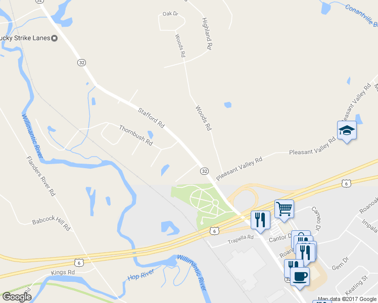map of restaurants, bars, coffee shops, grocery stores, and more near 44 Highway 32 in Mansfield