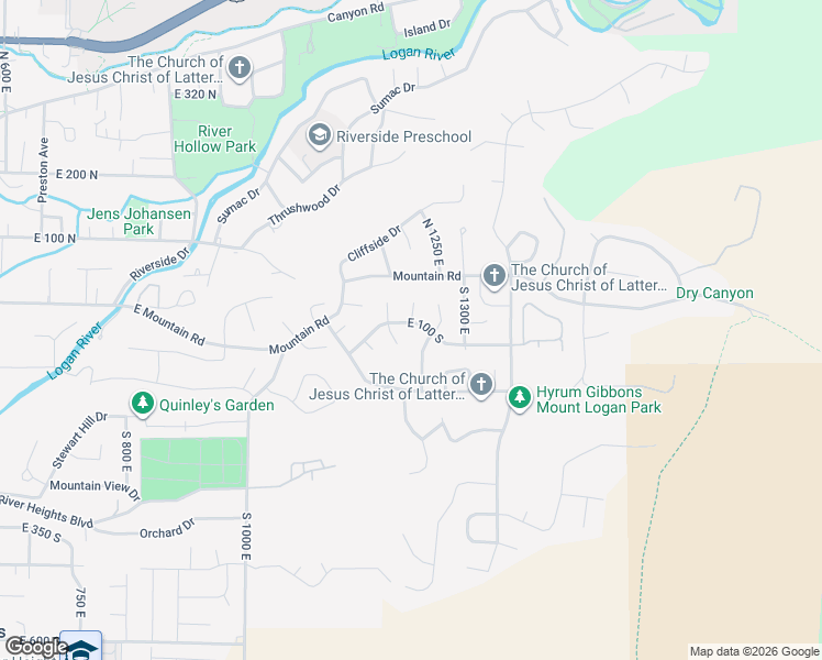 map of restaurants, bars, coffee shops, grocery stores, and more near 1218 East 100 South in Logan