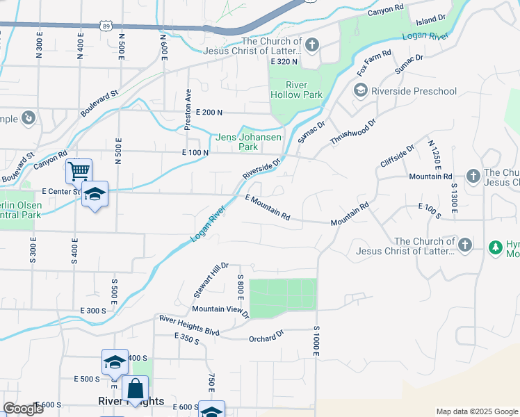 map of restaurants, bars, coffee shops, grocery stores, and more near 935 Canterbury Drive in Logan
