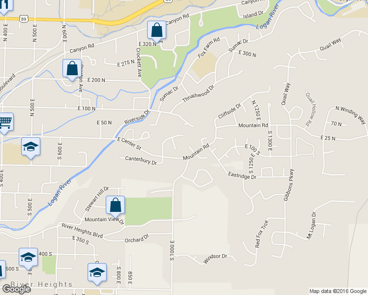 map of restaurants, bars, coffee shops, grocery stores, and more near 972 Sunset Ridge in Logan