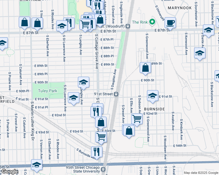 map of restaurants, bars, coffee shops, grocery stores, and more near in Chicago