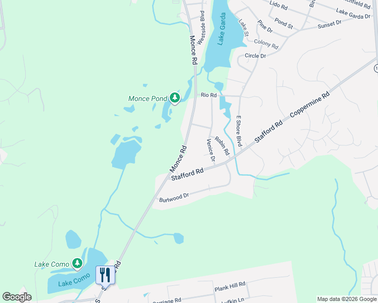 map of restaurants, bars, coffee shops, grocery stores, and more near 232 Monce Road in Burlington