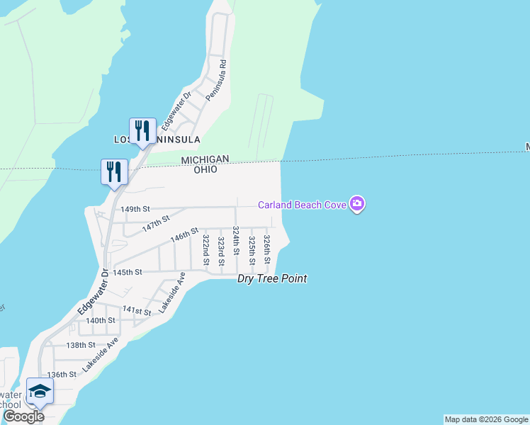 map of restaurants, bars, coffee shops, grocery stores, and more near 3807 146th Street in Toledo