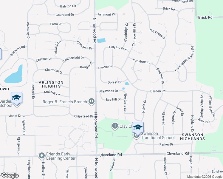 map of restaurants, bars, coffee shops, grocery stores, and more near 17800 Bay Winds Dr in South Bend