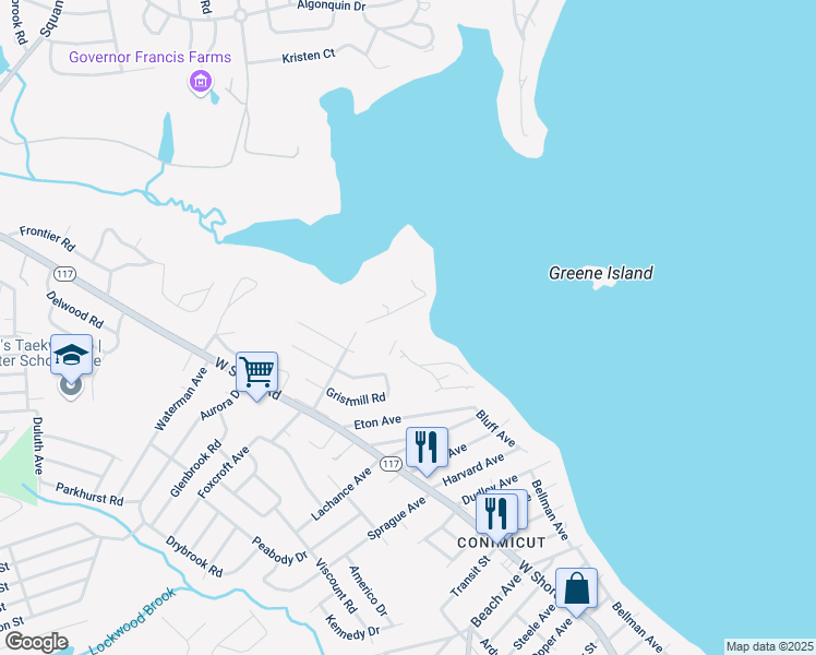 map of restaurants, bars, coffee shops, grocery stores, and more near 16 Highland Road in Warwick
