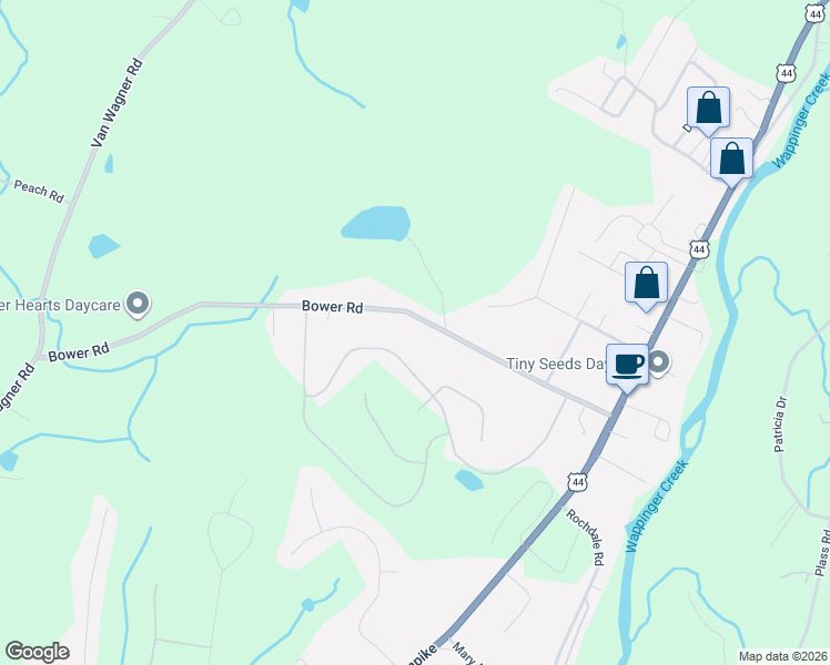map of restaurants, bars, coffee shops, grocery stores, and more near 112 Stratford Drive in Poughkeepsie