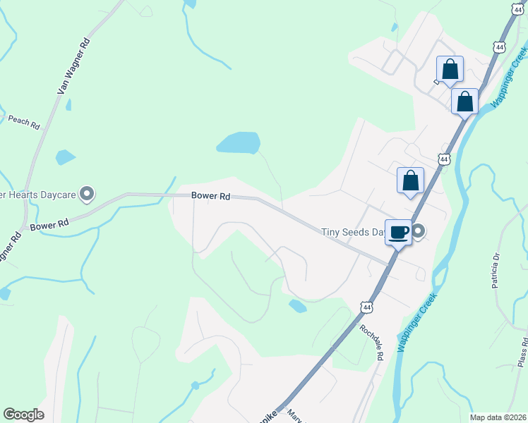 map of restaurants, bars, coffee shops, grocery stores, and more near 112 Stratford Drive in Poughkeepsie