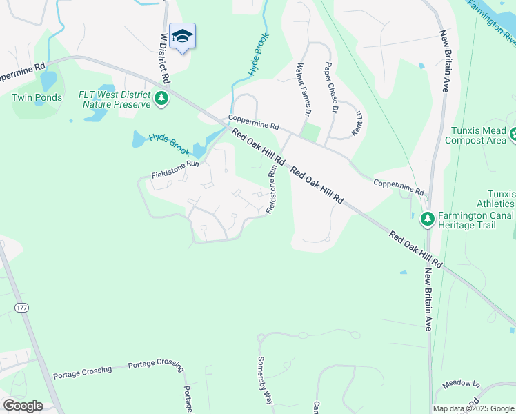 map of restaurants, bars, coffee shops, grocery stores, and more near 16 Lilac Lane in Farmington