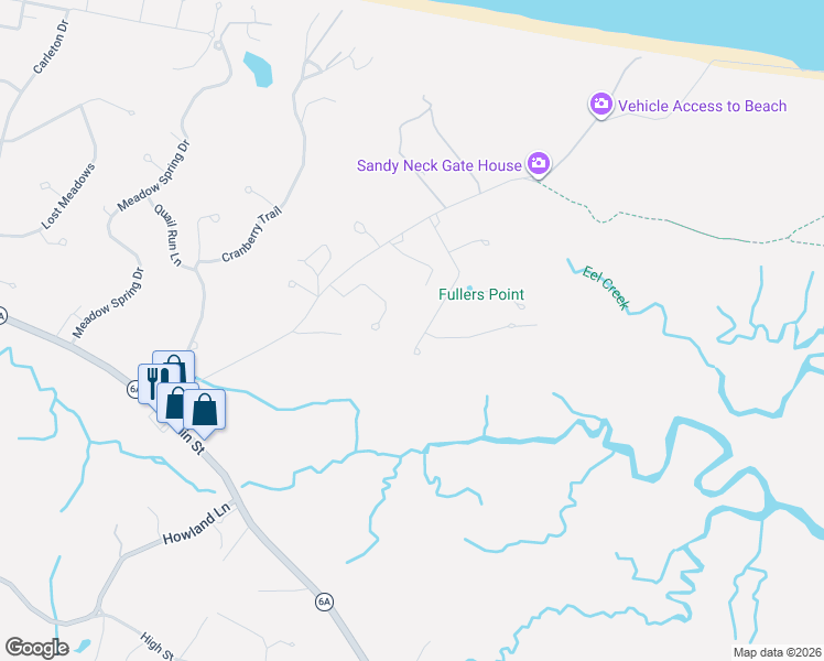 map of restaurants, bars, coffee shops, grocery stores, and more near 109 Point Hill Road in Barnstable