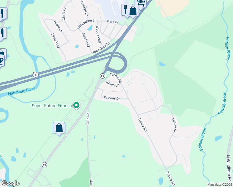 map of restaurants, bars, coffee shops, grocery stores, and more near 30 Long Drive in Windham