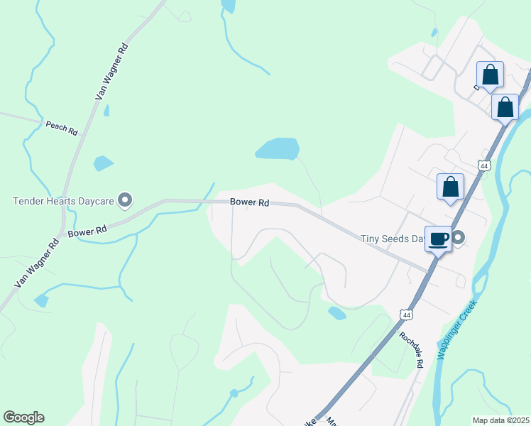map of restaurants, bars, coffee shops, grocery stores, and more near 147 Bower Road in Poughkeepsie