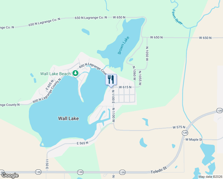 map of restaurants, bars, coffee shops, grocery stores, and more near 6100 North 1087 West in Orland