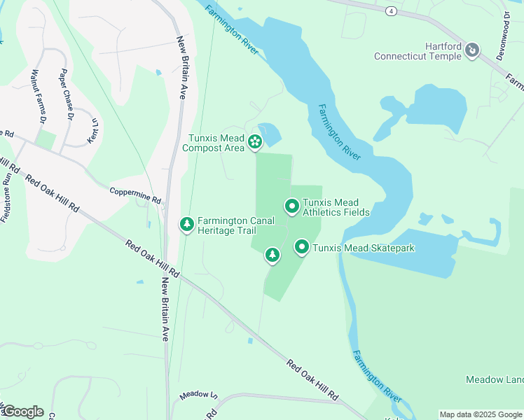 map of restaurants, bars, coffee shops, grocery stores, and more near 1 Bridgewater Road in Farmington