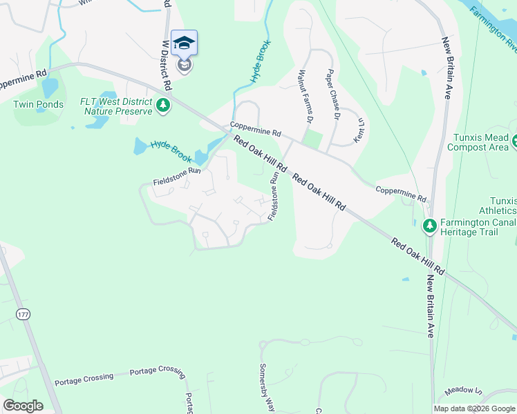 map of restaurants, bars, coffee shops, grocery stores, and more near 16 Lilac Lane in Farmington