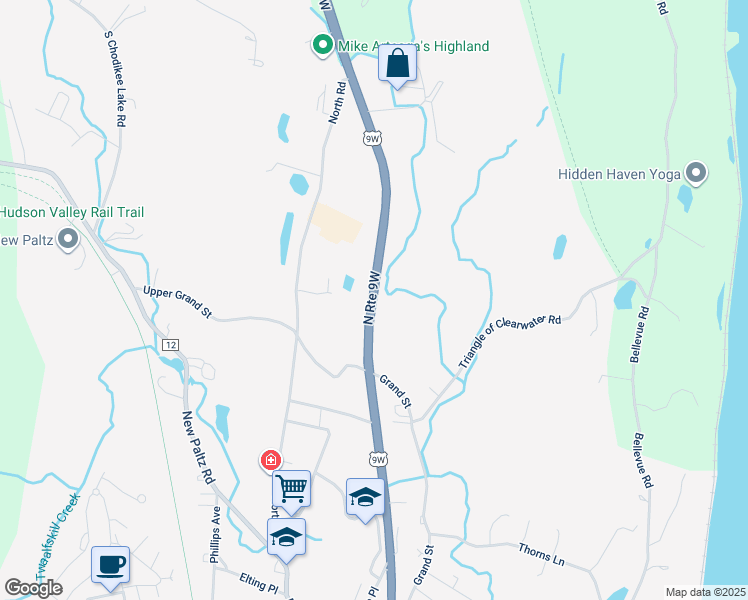map of restaurants, bars, coffee shops, grocery stores, and more near U.S. 9W in Highland