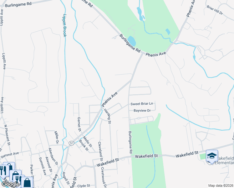 map of restaurants, bars, coffee shops, grocery stores, and more near 2202 Rhode Island 51 in Cranston