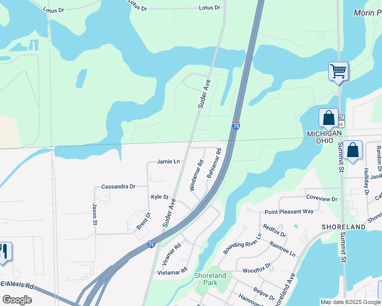 map of restaurants, bars, coffee shops, grocery stores, and more near 6230 Suder Avenue in Toledo
