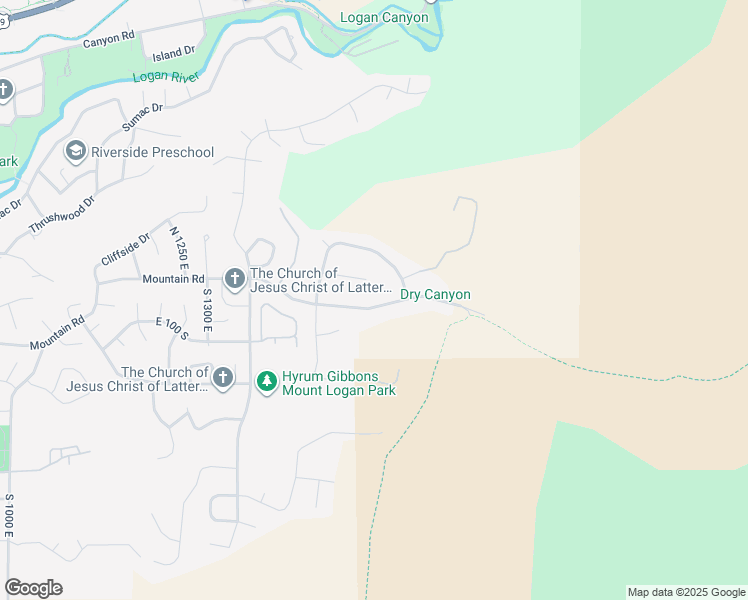 map of restaurants, bars, coffee shops, grocery stores, and more near 1605 Mountain Road in Logan