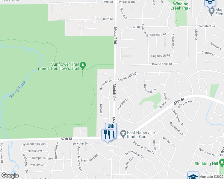 map of restaurants, bars, coffee shops, grocery stores, and more near 1974 Cabriolet Court in Naperville