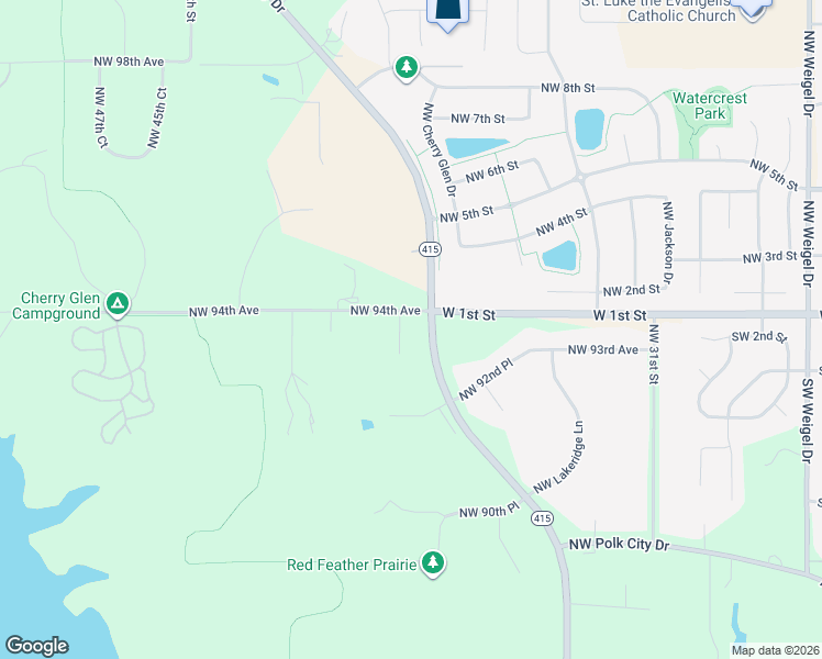 map of restaurants, bars, coffee shops, grocery stores, and more near 9375 Northwest 38th Street in Polk City
