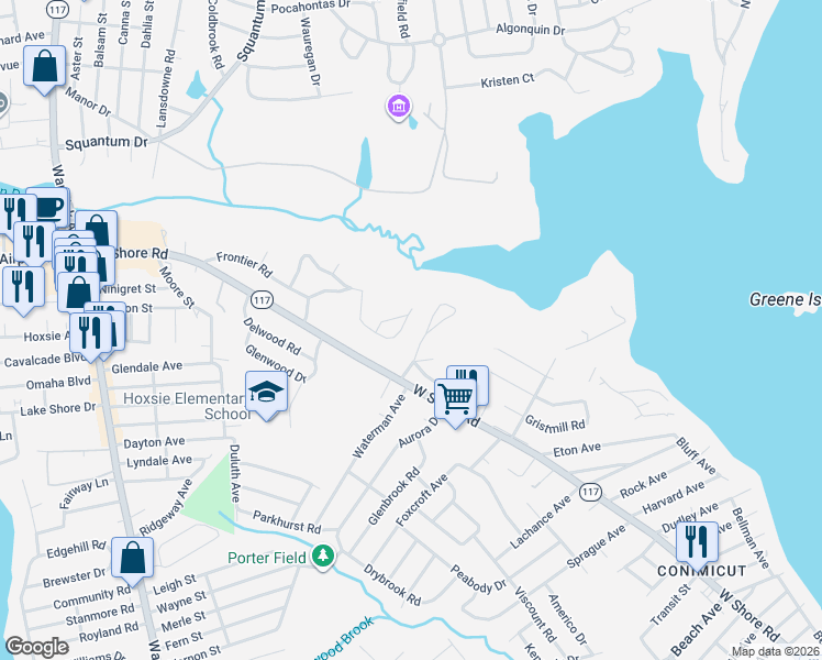 map of restaurants, bars, coffee shops, grocery stores, and more near 14 Twin Oak Drive in Warwick