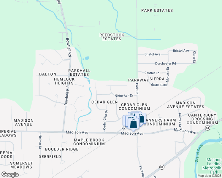 map of restaurants, bars, coffee shops, grocery stores, and more near 1464 Willowood Court in Painesville