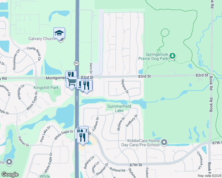map of restaurants, bars, coffee shops, grocery stores, and more near 2775 Flagstone Circle in Naperville