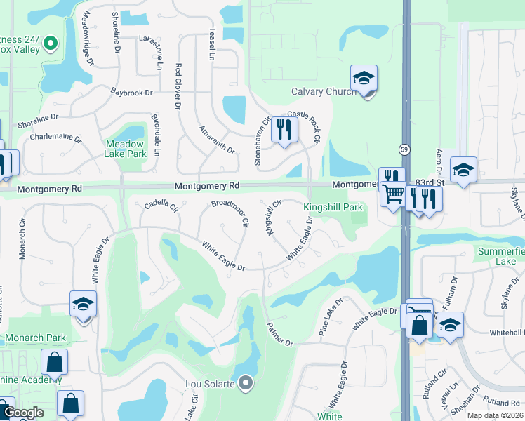 map of restaurants, bars, coffee shops, grocery stores, and more near 4138 Cave Creek Court in Naperville