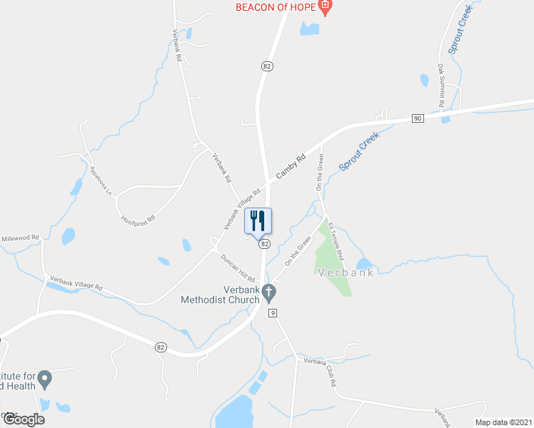 map of restaurants, bars, coffee shops, grocery stores, and more near 3406 Highway 82 in Verbank