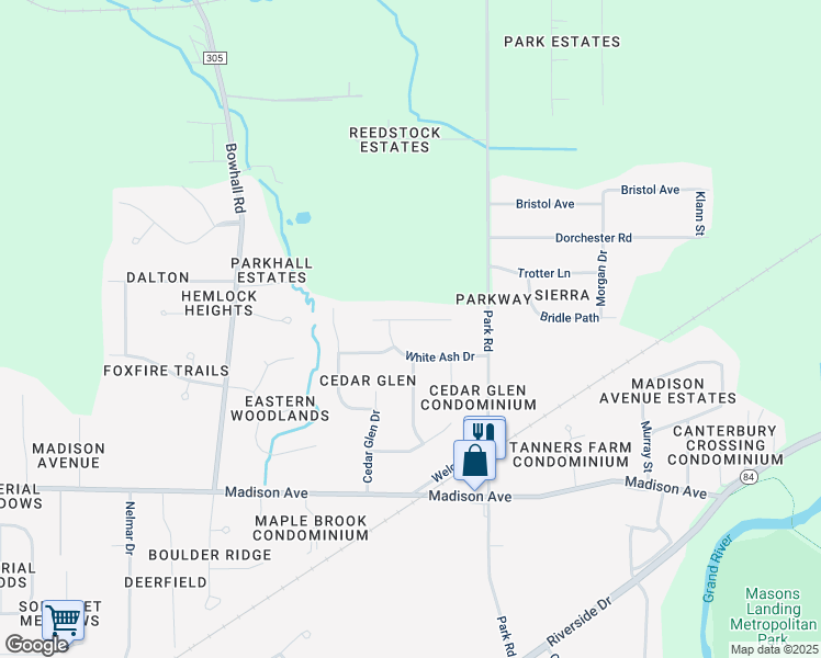 map of restaurants, bars, coffee shops, grocery stores, and more near 1464 Willowood Court in Painesville