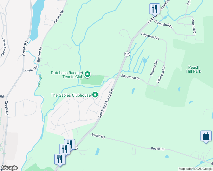 map of restaurants, bars, coffee shops, grocery stores, and more near 295-381 Salt Point Turnpike in Poughkeepsie