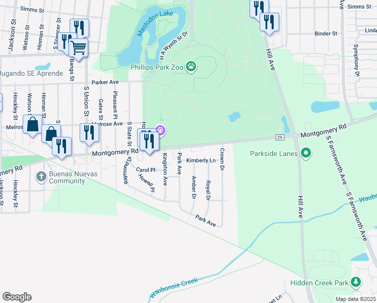 map of restaurants, bars, coffee shops, grocery stores, and more near 903 Montgomery Road in Montgomery