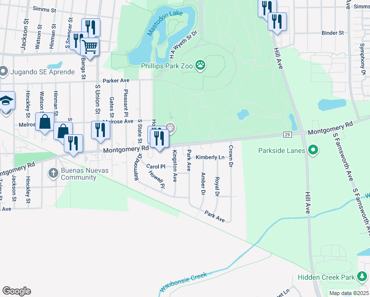 map of restaurants, bars, coffee shops, grocery stores, and more near in Montgomery