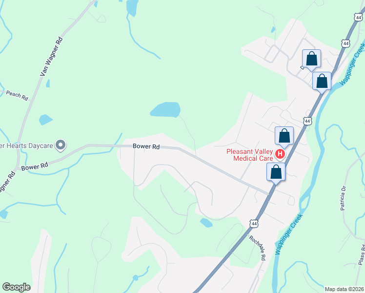 map of restaurants, bars, coffee shops, grocery stores, and more near 163 Bower Road in Poughkeepsie