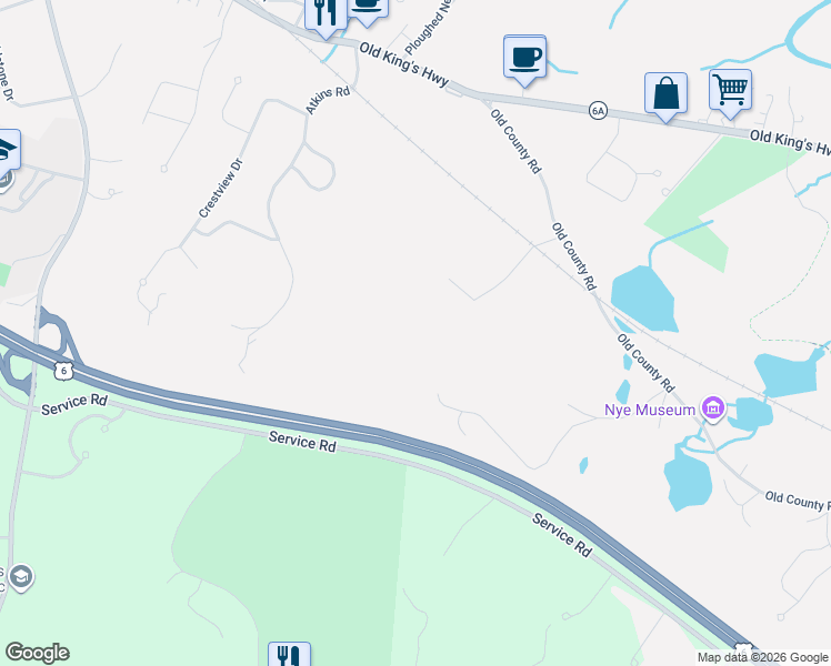 map of restaurants, bars, coffee shops, grocery stores, and more near 19 Cedarville Road in Sandwich
