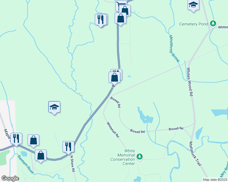 map of restaurants, bars, coffee shops, grocery stores, and more near 499 Bantam Road in Litchfield