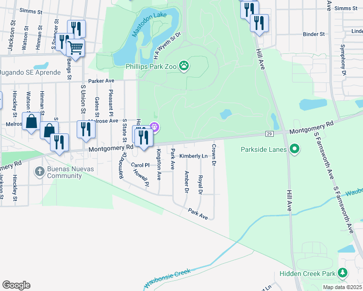 map of restaurants, bars, coffee shops, grocery stores, and more near 903 Montgomery Road in Montgomery